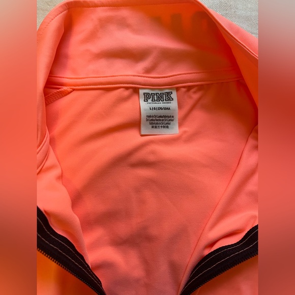 Victoria’s Secret Pink NWOT Quarter Zip Coral Salmon Long Sleeve Sweatshirt - Picture 8 of 10